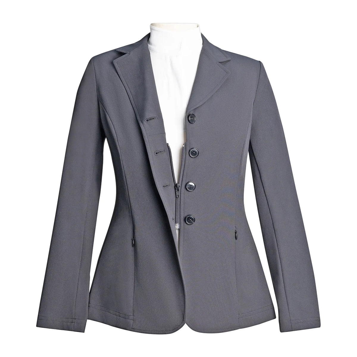 Grand Prix Ladies Quinn Show Coat, 4 Button with Hidden Zipper Closure, Navy