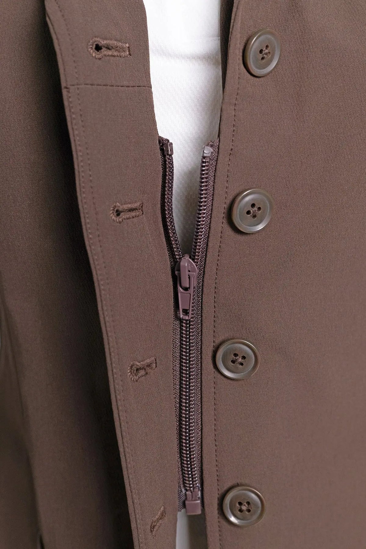 Grand Prix Quinn Show Jacket, 4 Button Front with Hidden Zipper Closure, Chocolate