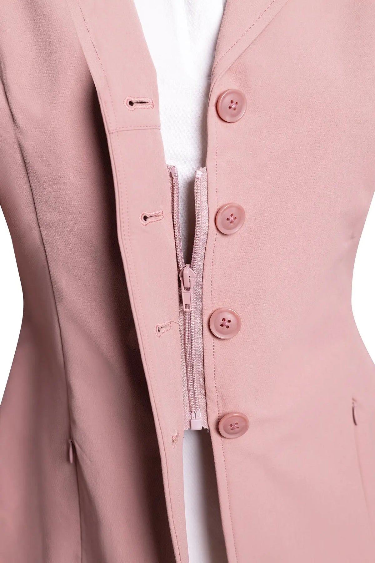 Grand Prix Quinn Show Jacket, 4 Button Front with Hidden Zipper Closure, Rose