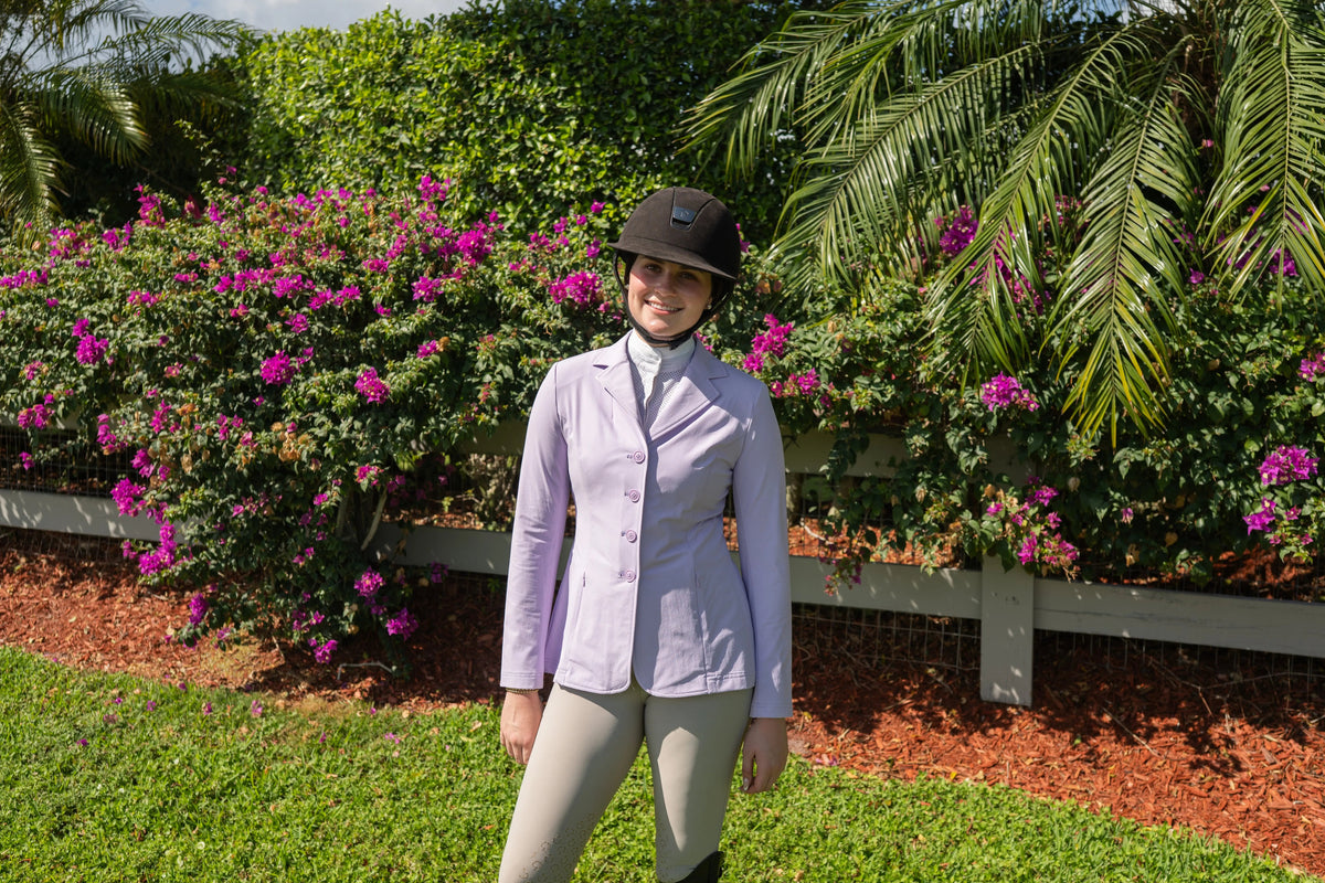 Grand Prix Ladies Quinn Show Coat, 4 Button with Zipper, Lilac
