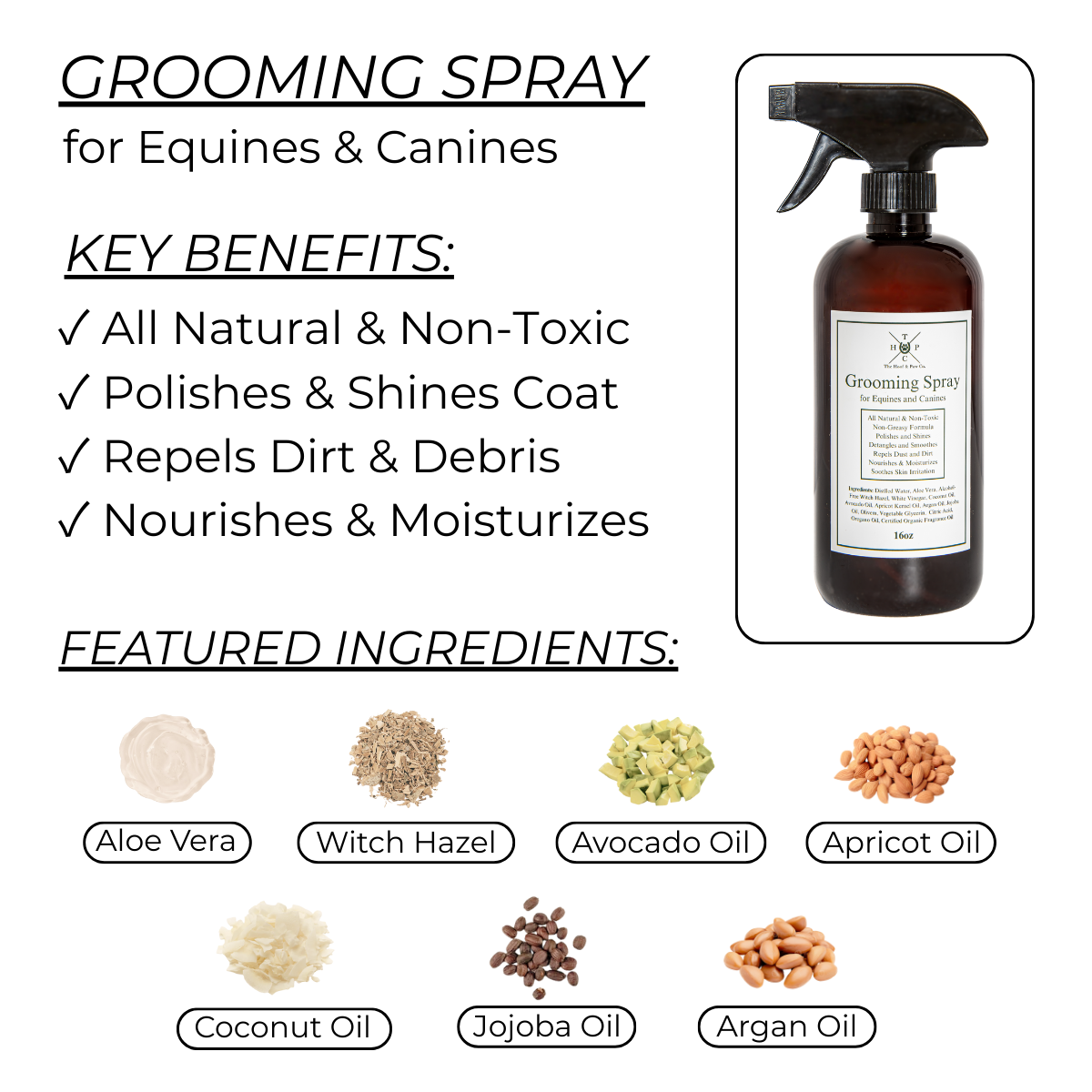 The Hoof & Paw Co. Grooming Spray for Dogs & Horses - 16oz