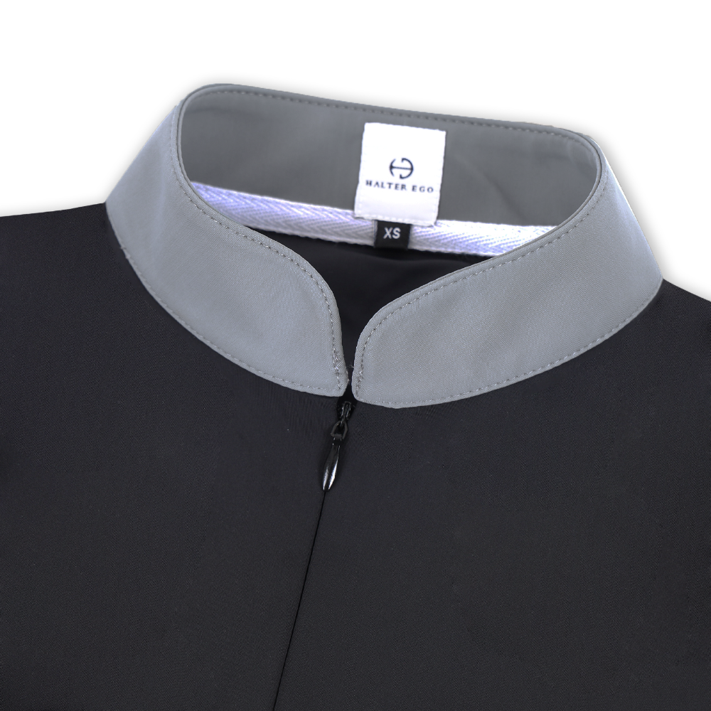 Halter Ego - Roxana - Black & Luxe Gray Long Sleeve Riding Shirt