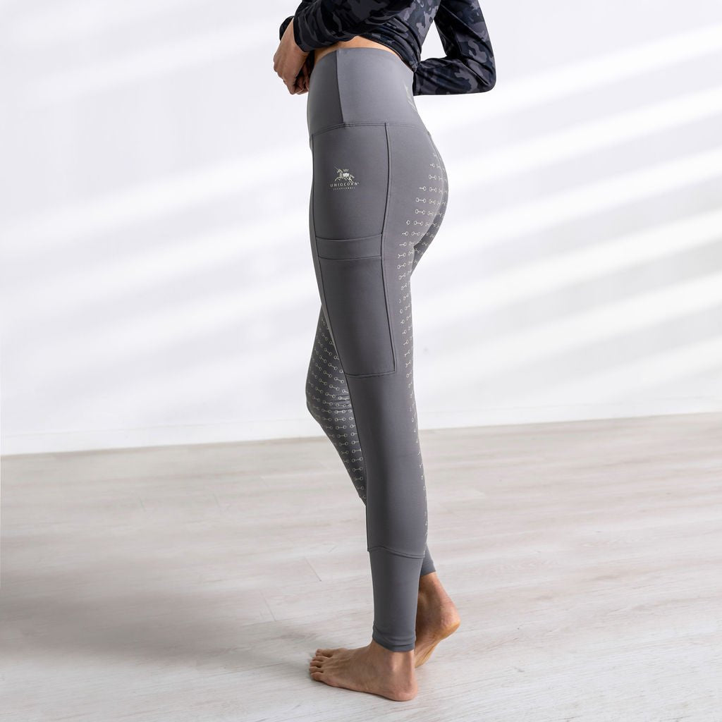 Uniqcorn Exceptionnel Hi-Rise Equestrian Tights "Shady Gray" - Full Seat