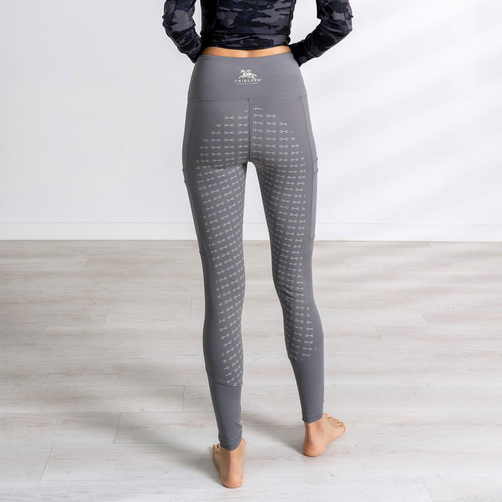 Uniqcorn Exceptionnel Hi-Rise Equestrian Tights "Shady Gray" - Full Seat