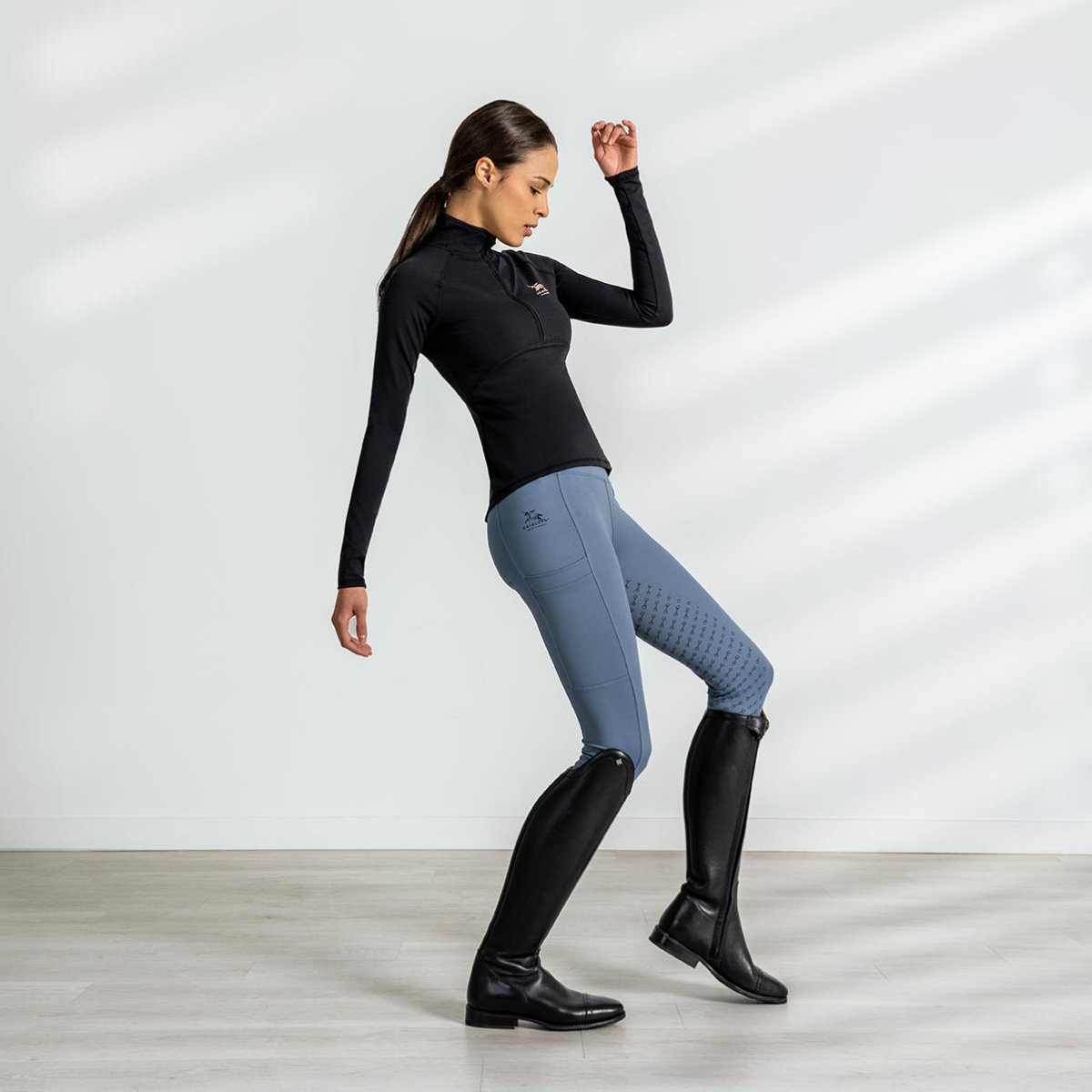 Uniqcorn Exceptionnel Hi-Rise Equestrian Tights "Smoked Blue" - Full Seat