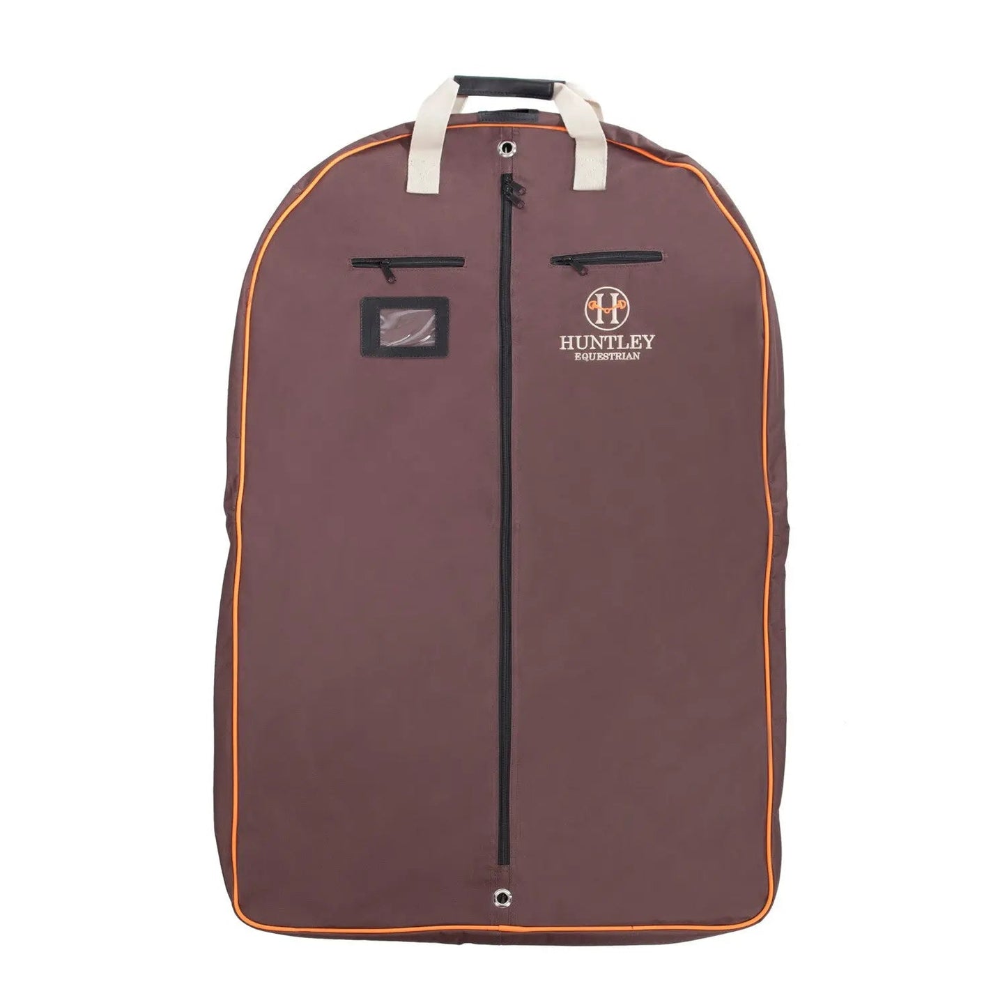 Huntley Equestrian - Deluxe Brown Travel Carry On Garment Bag with Accessories Zipper Cover for Travel, Business, Horse Shows