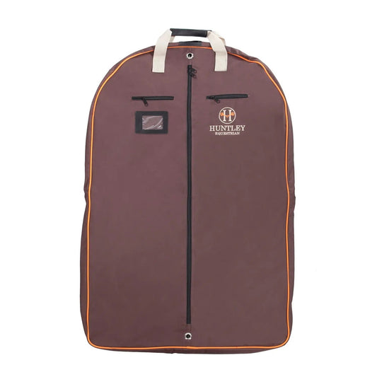 Huntley Equestrian - Deluxe Brown Travel Carry On Garment Bag with Accessories Zipper Cover for Travel, Business, Horse Shows