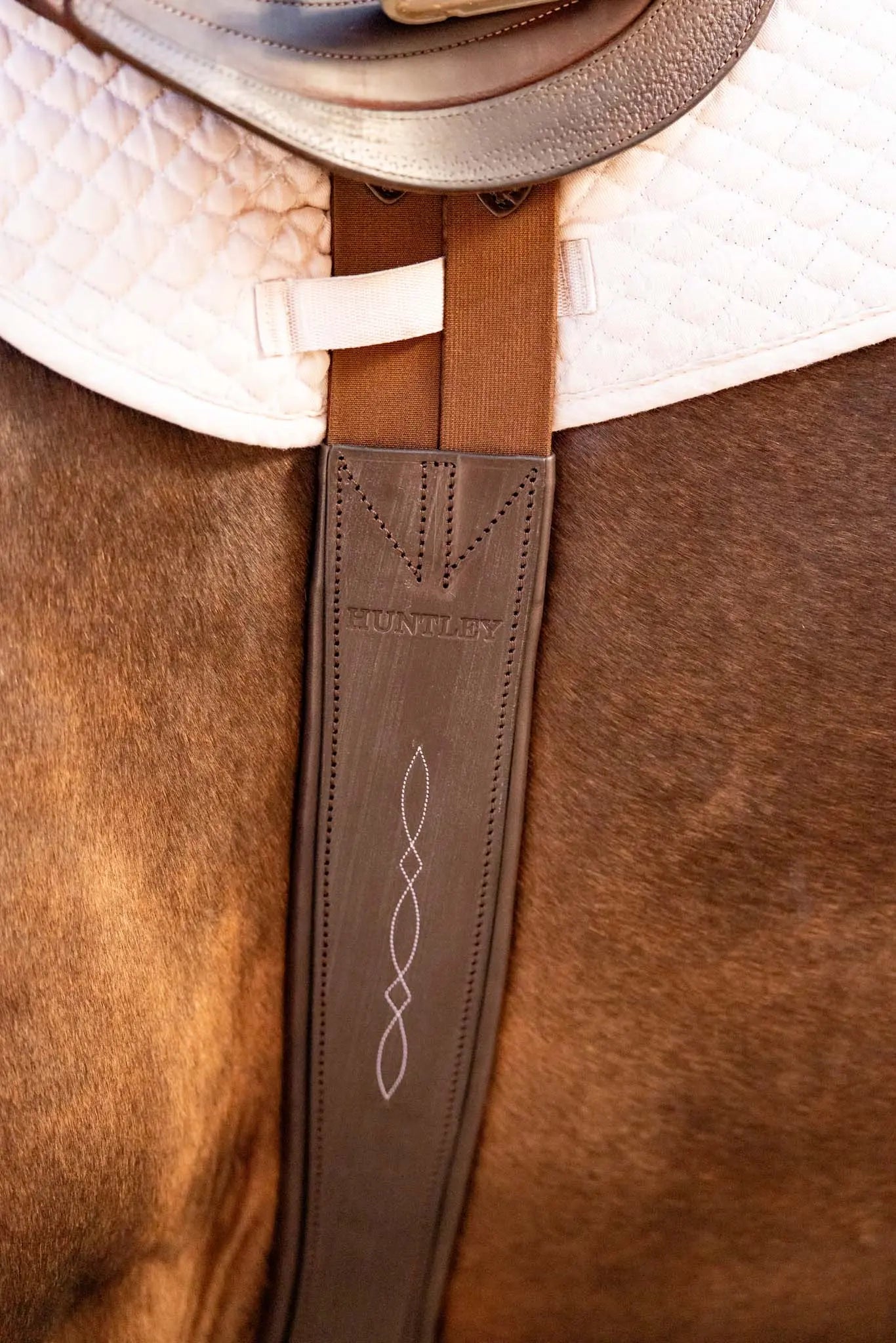 Huntley Equestrian - Sedgwick Leather Fancy Stitched Padded Leather Contour Shaped Girth with Double End Elastic