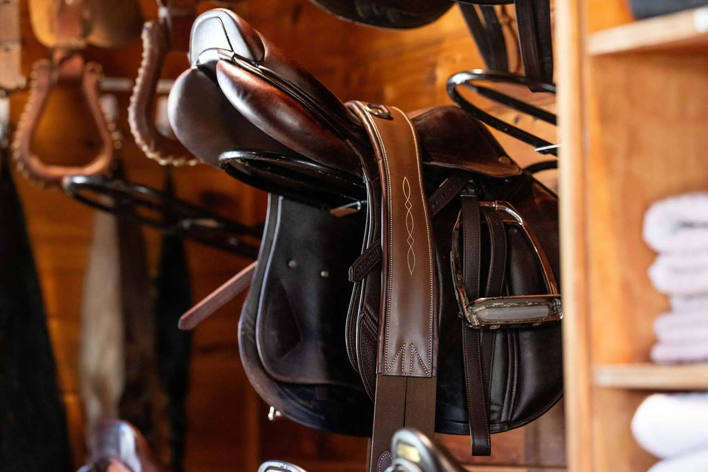 Huntley Equestrian - Sedgwick Leather Fancy Stitched Padded Leather Contour Shaped Girth with Double End Elastic
