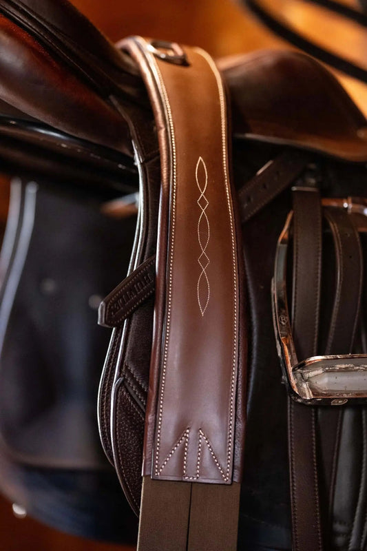 Huntley Equestrian - Sedgwick Leather Fancy Stitched Padded Leather Contour Shaped Girth with Double End Elastic
