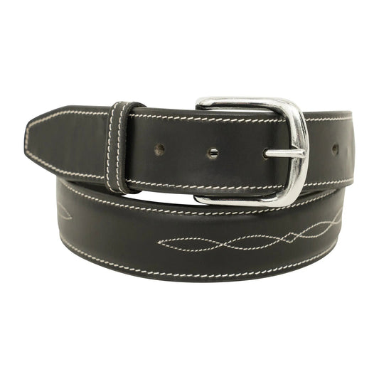 Huntley Equestrian Fancy Stitched Ladies  1.5" Inch wide belt, Black