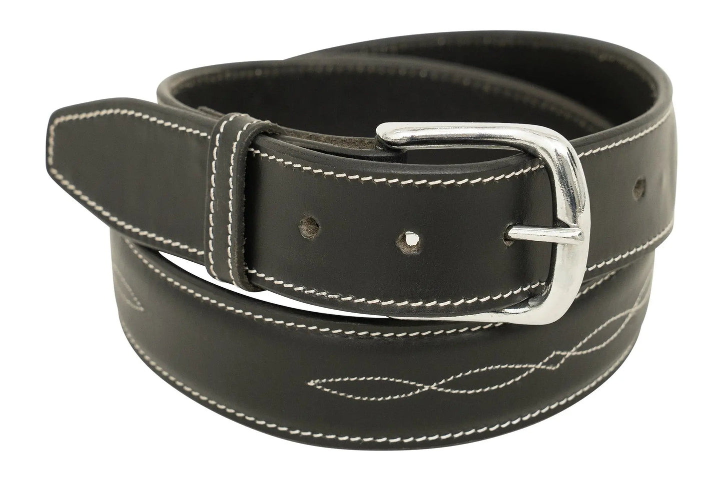 Huntley Equestrian Fancy Stitched Ladies  1.5" Inch wide belt, Black