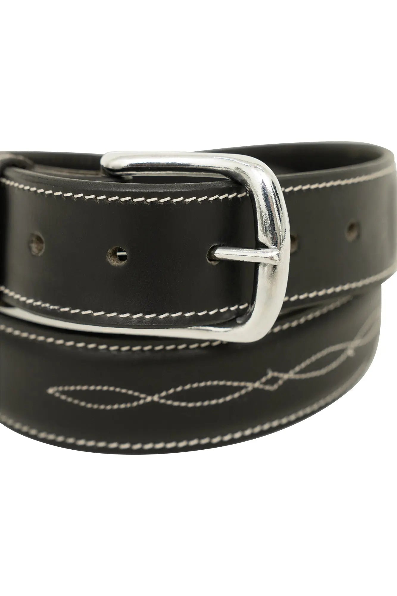 Huntley Equestrian Fancy Stitched Ladies  1.5" Inch wide belt, Black