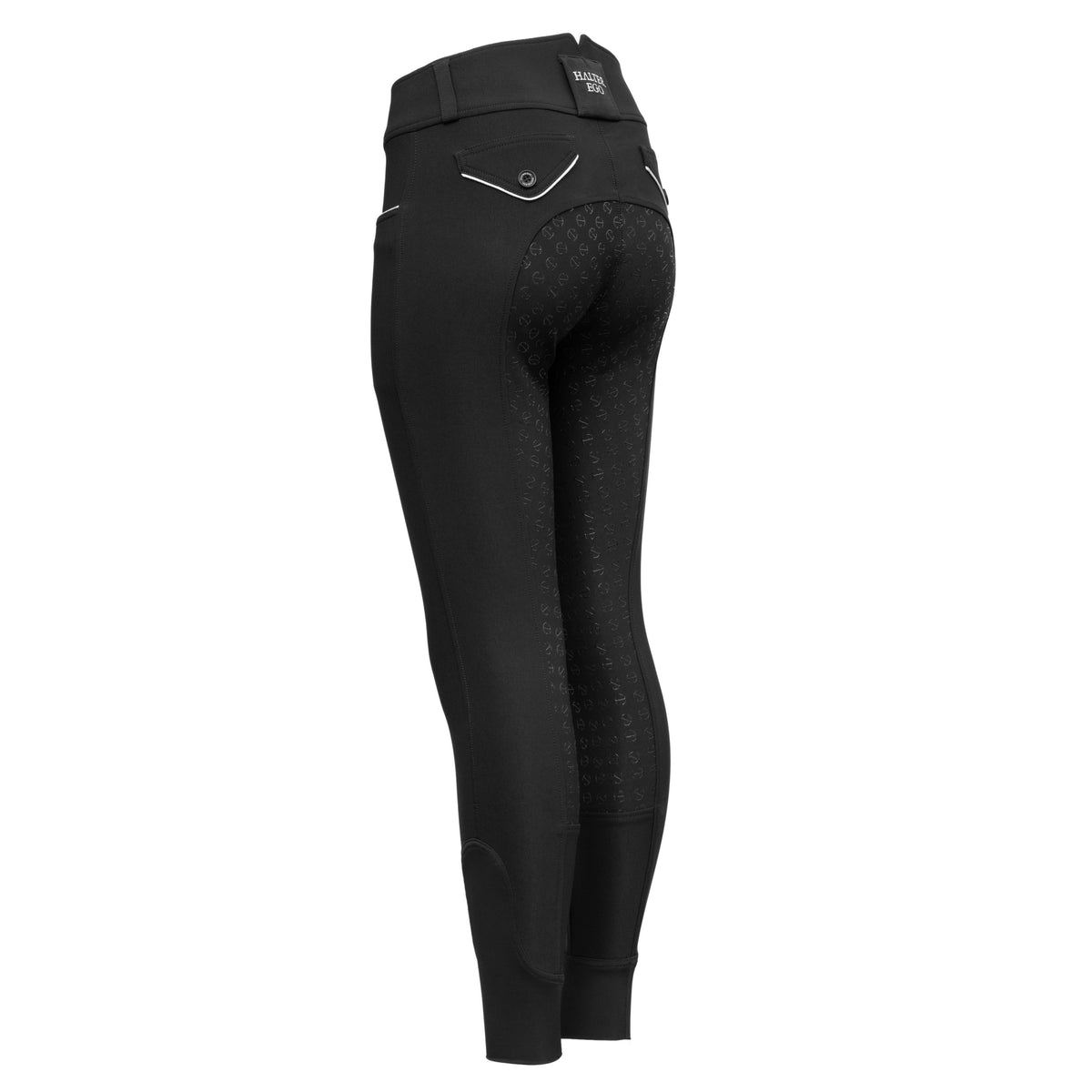 Halter Ego - Evolution Full Seat Breeches - Jet Black and Metallic Silver - High Waisted