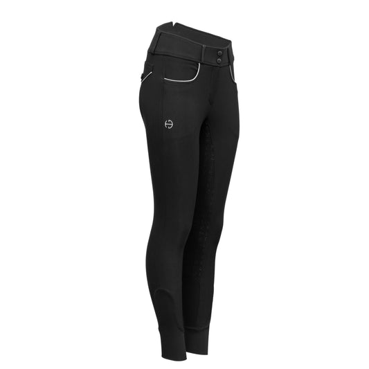 Halter Ego - Evolution Full Seat Breeches - Jet Black and Metallic Silver - High Waisted