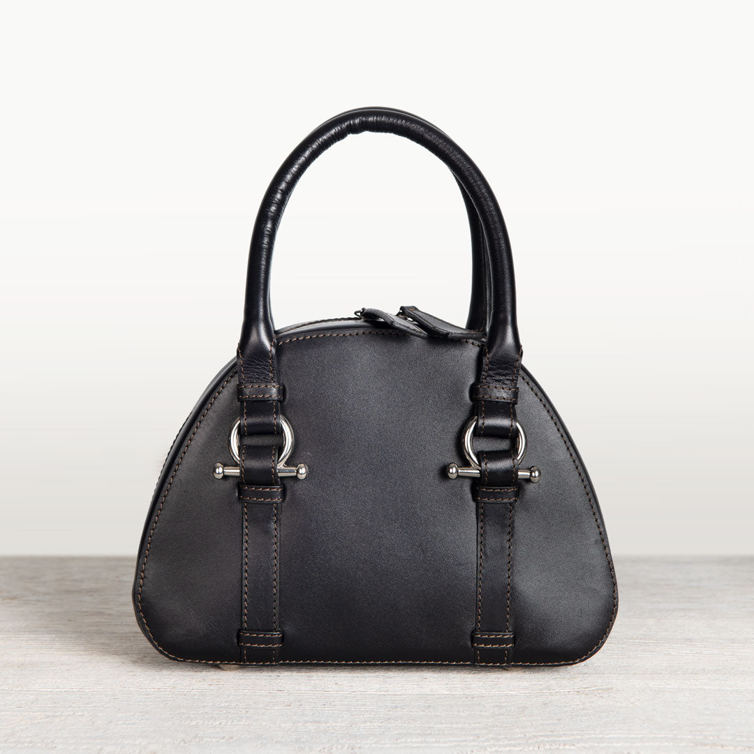 Urban Equestrian Kella - Horse Bit Vanity Luxury Leather handbag in Black