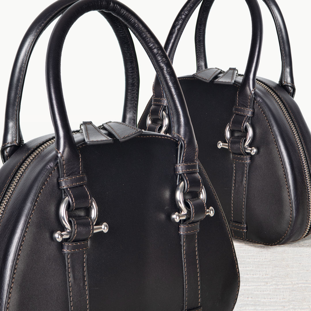 Urban Equestrian Kella - Horse Bit Vanity Luxury Leather handbag in Black