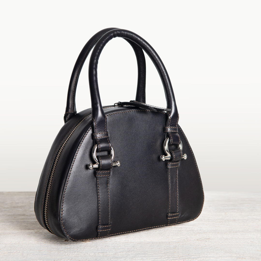 Urban Equestrian Kella - Horse Bit Vanity Luxury Leather handbag in Black