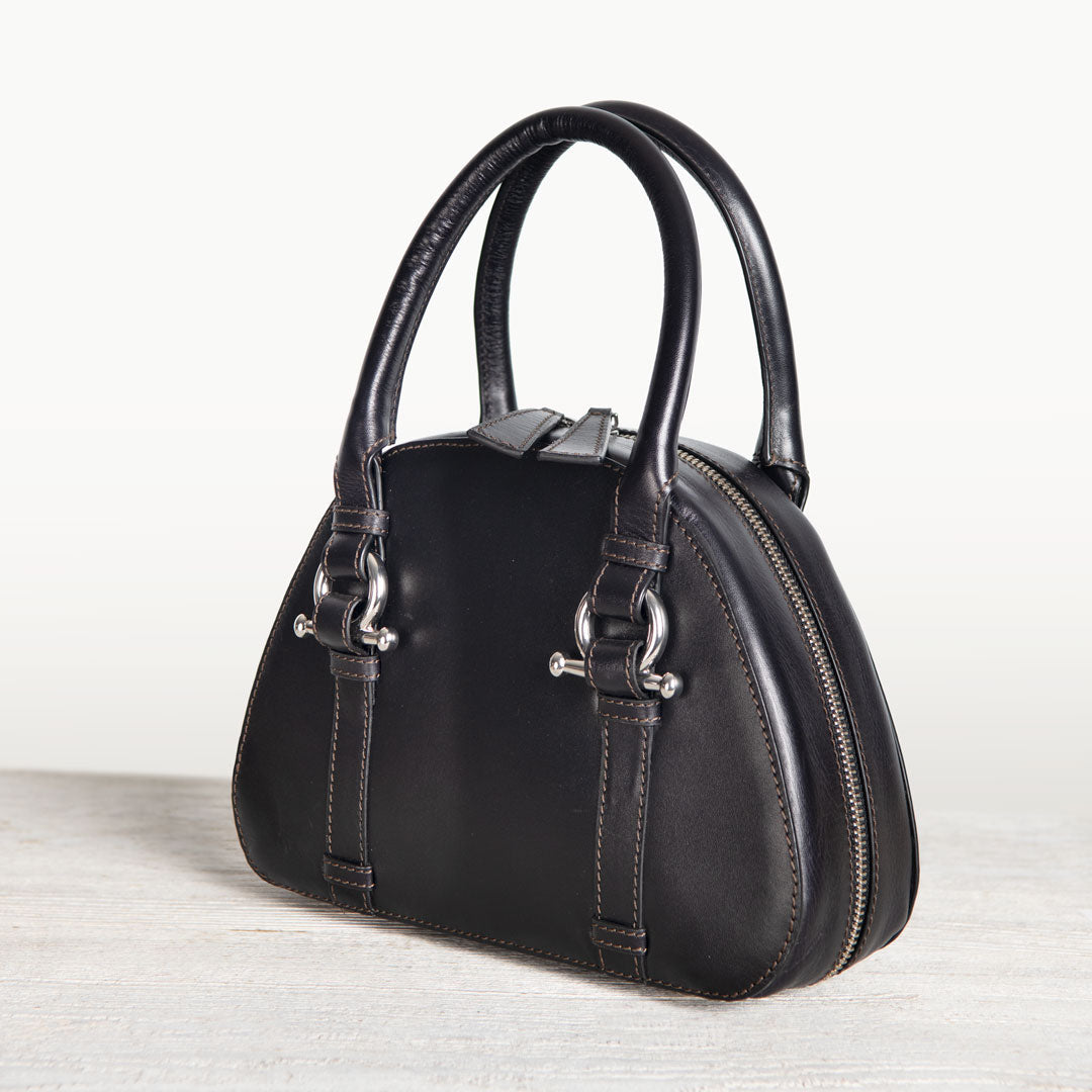 Urban Equestrian Kella - Horse Bit Vanity Luxury Leather handbag in Black