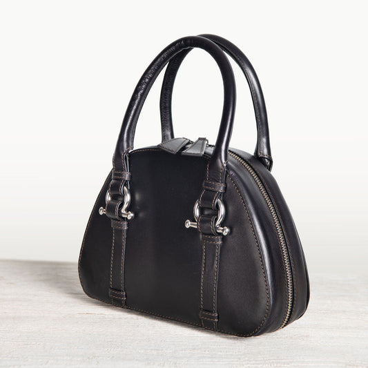 Urban Equestrian Kella - Horse Bit Vanity Luxury Leather handbag in Black