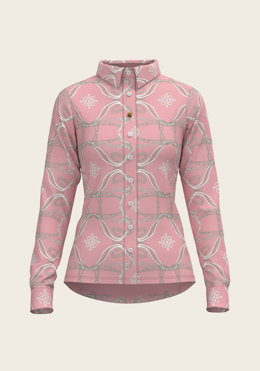 Espoir - Roped Bridles on Rose Ladies Button Shirt