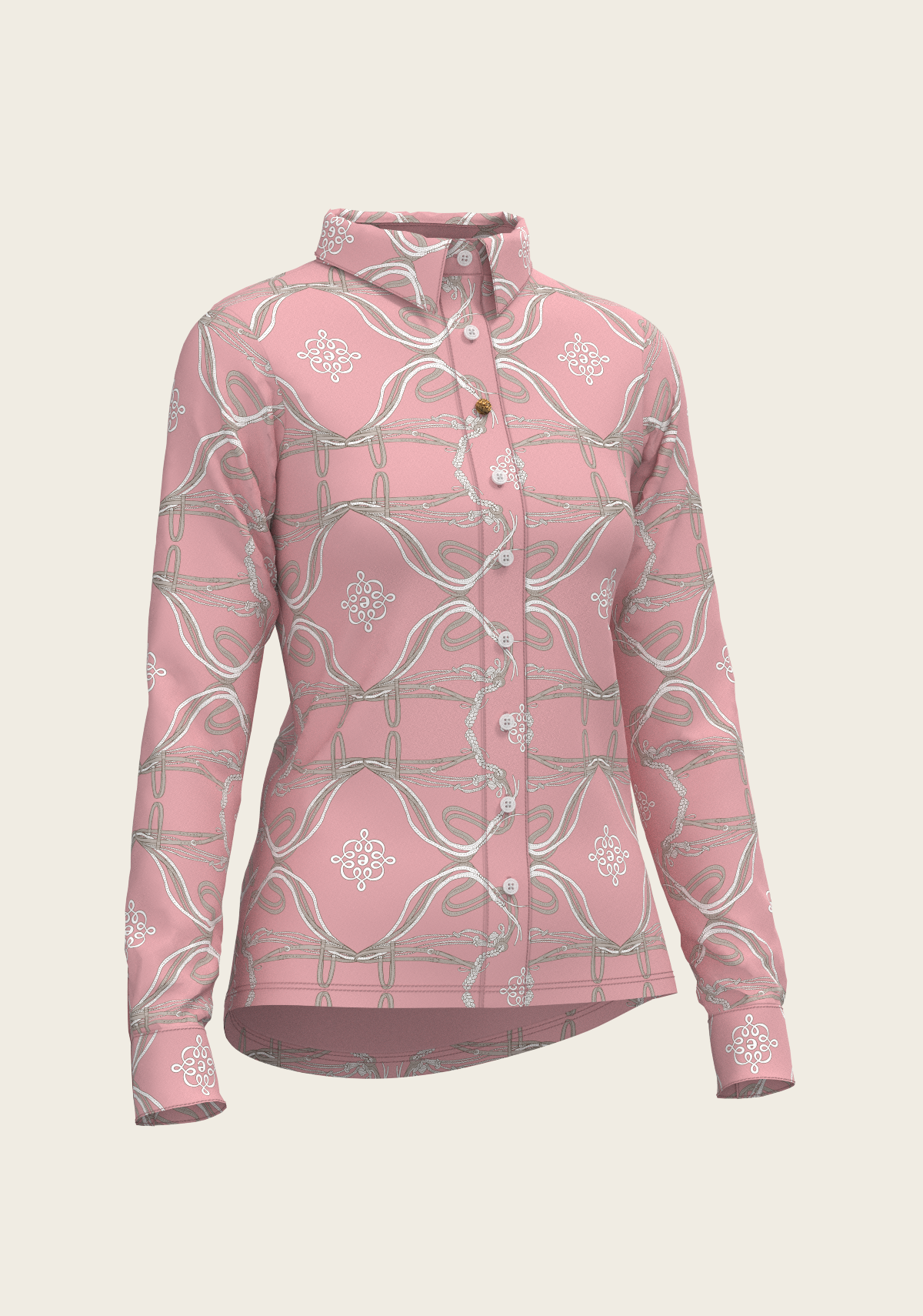 Espoir - Roped Bridles on Rose Ladies Button Shirt