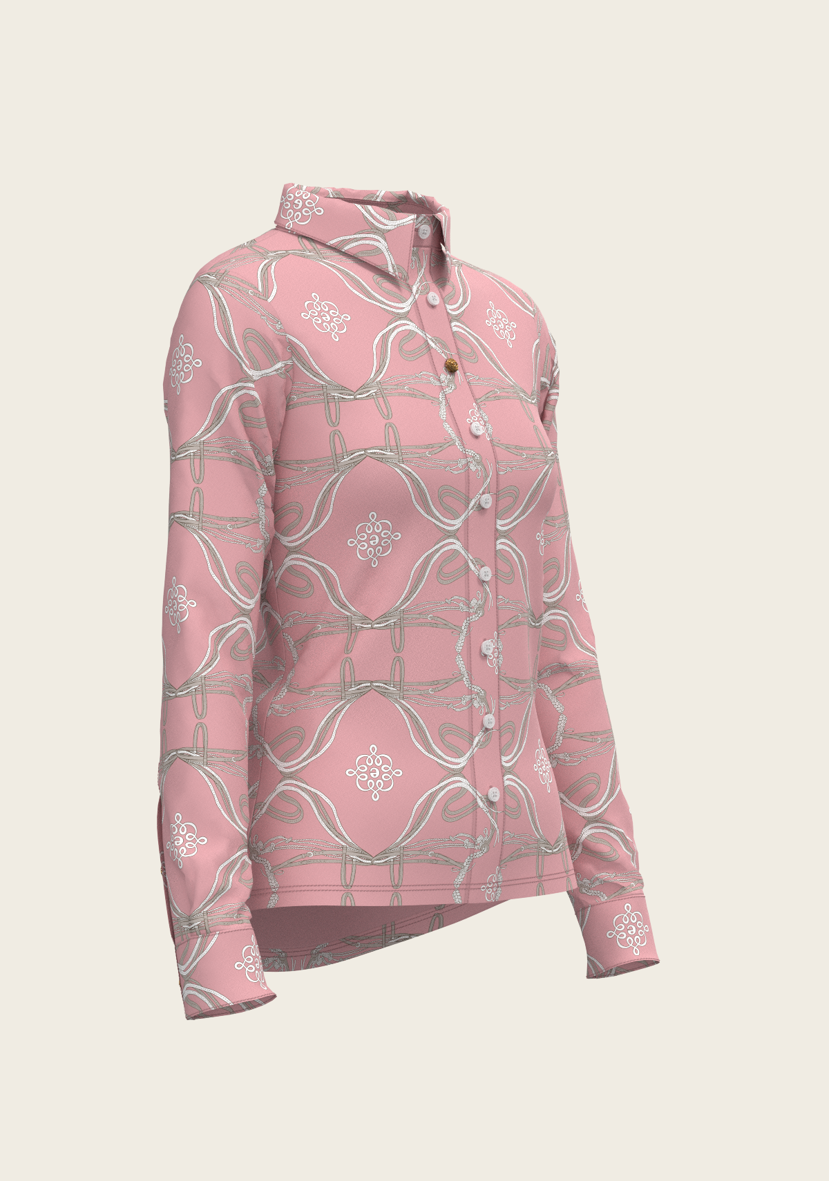 Espoir - Roped Bridles on Rose Ladies Button Shirt