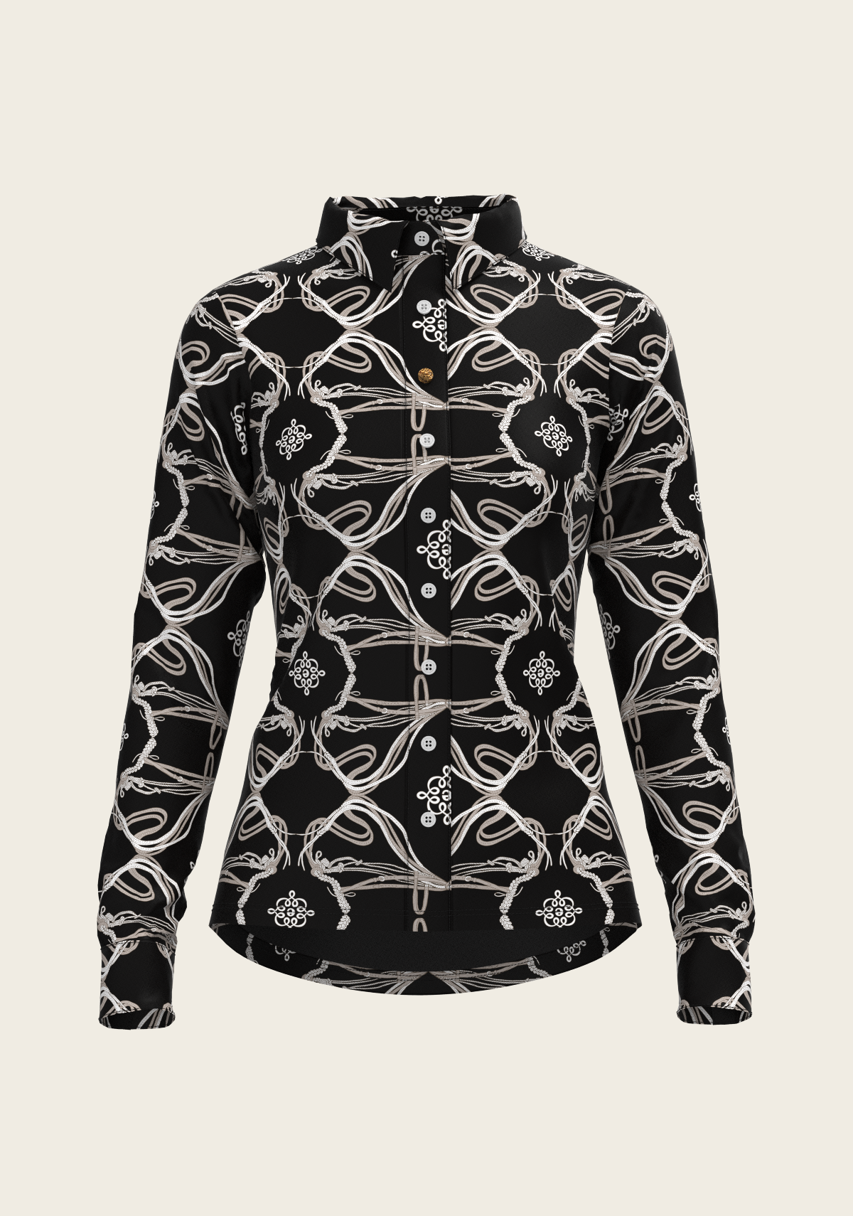 Espoir - Roped Bridles on Black Ladies Button Shirt