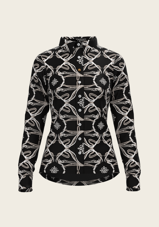 Espoir - Roped Bridles on Black Ladies Button Shirt