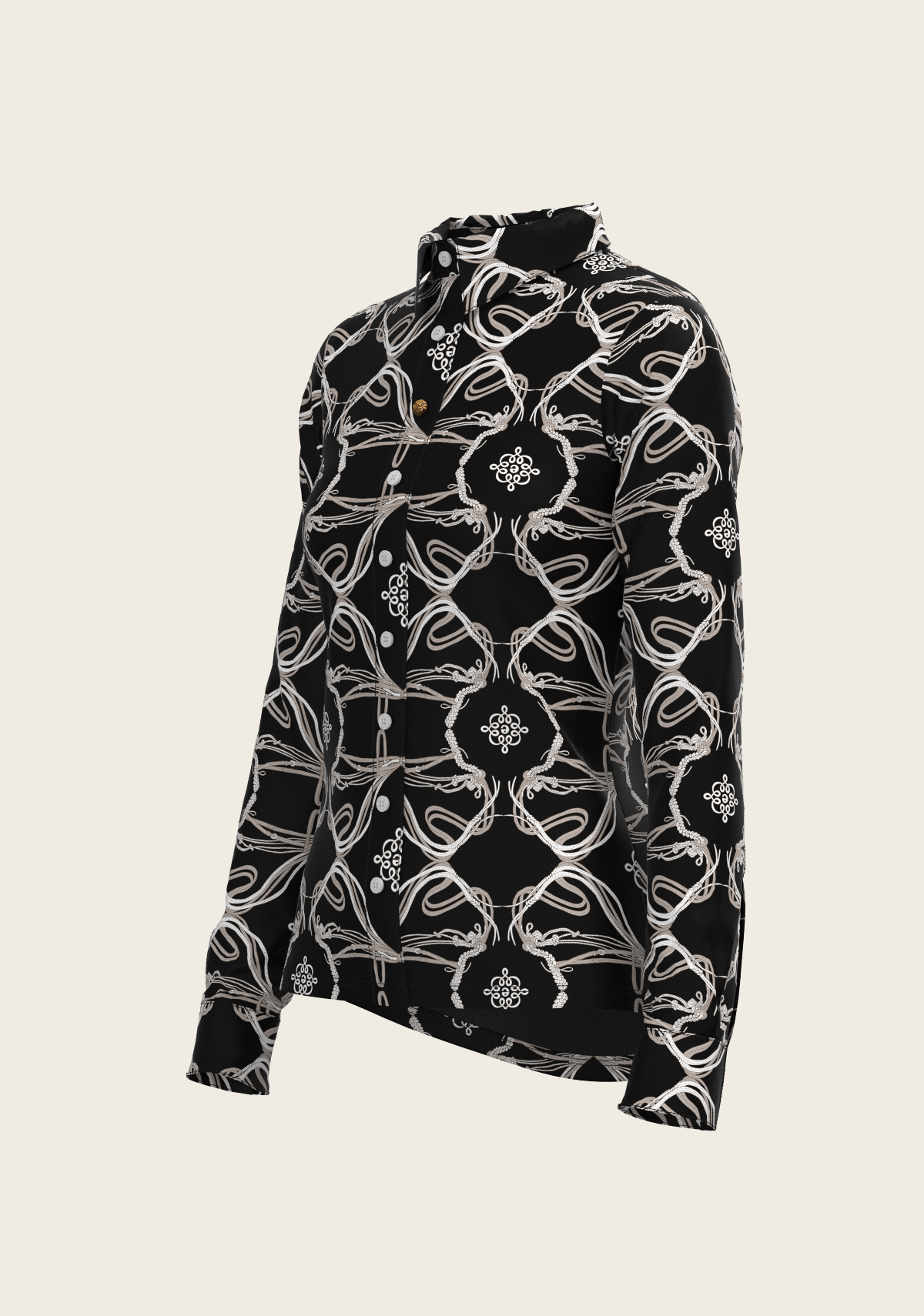 Espoir - Roped Bridles on Black Ladies Button Shirt