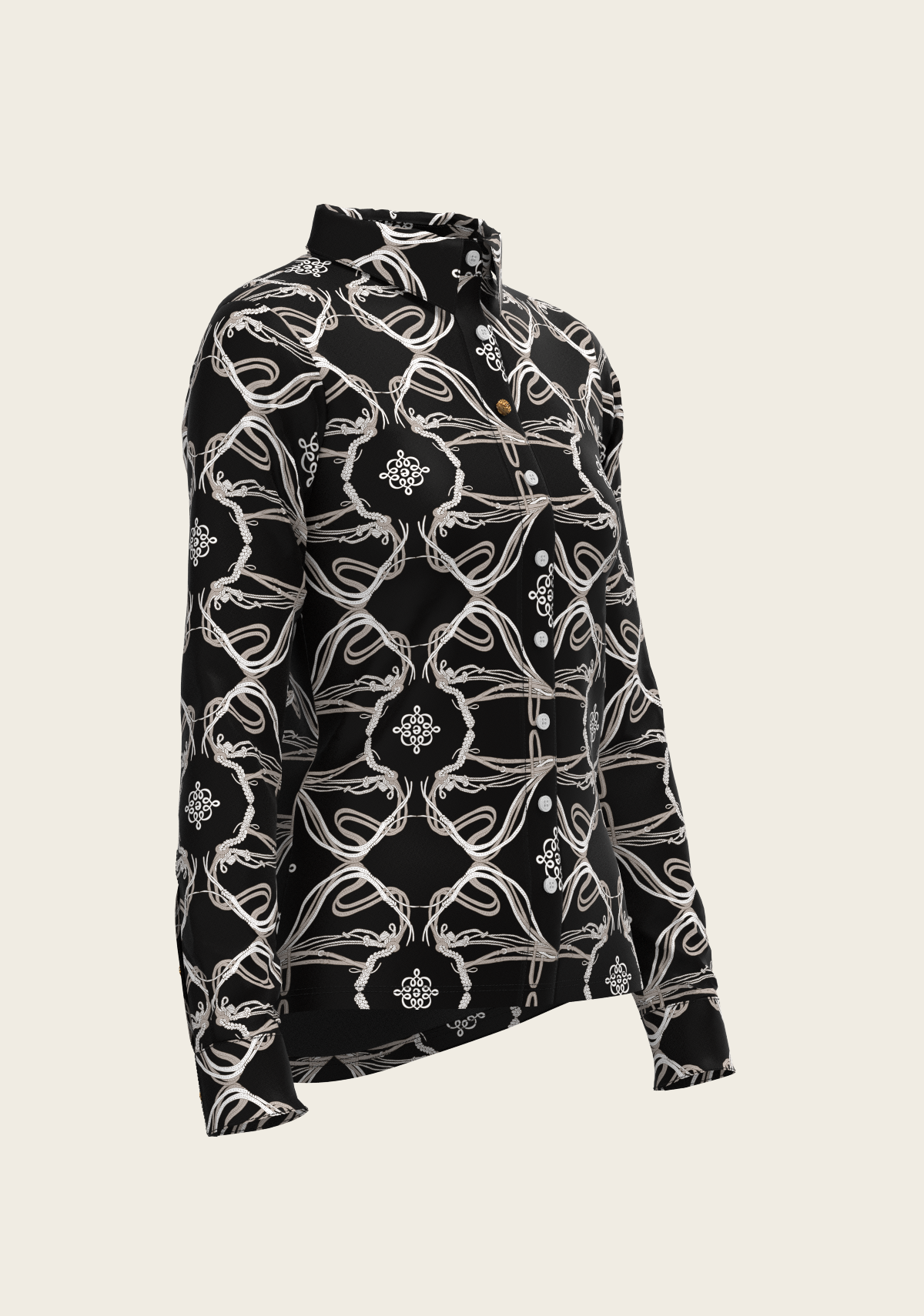 Espoir - Roped Bridles on Black Ladies Button Shirt