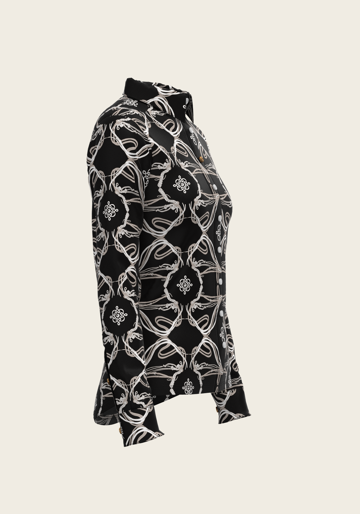 Espoir - Roped Bridles on Black Ladies Button Shirt