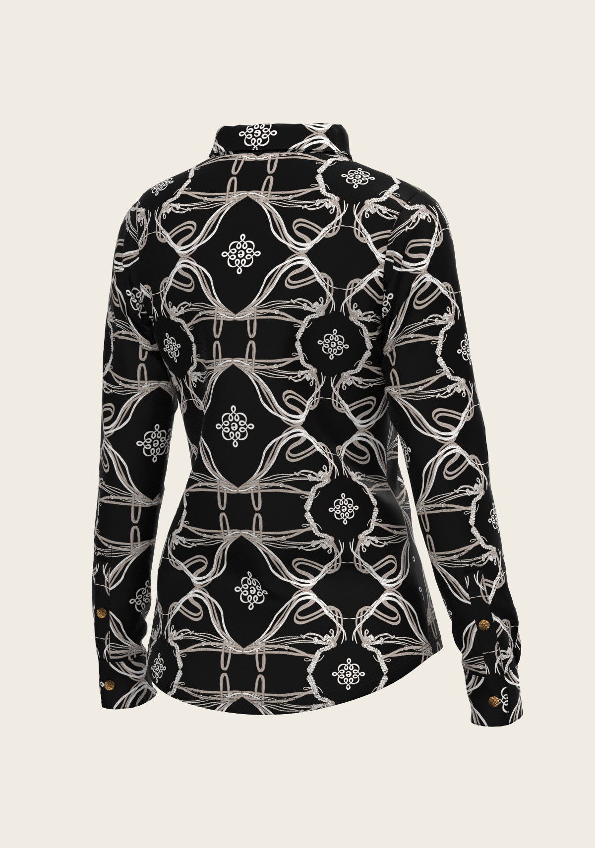 Espoir - Roped Bridles on Black Ladies Button Shirt