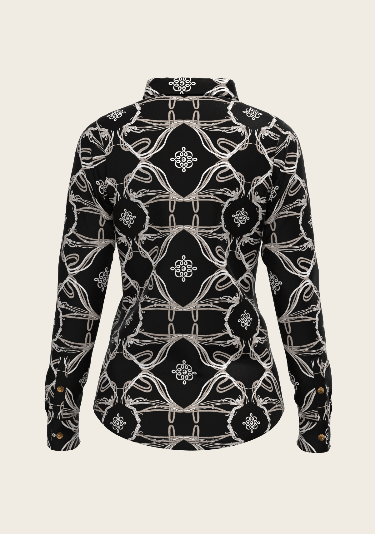 Espoir - Roped Bridles on Black Ladies Button Shirt