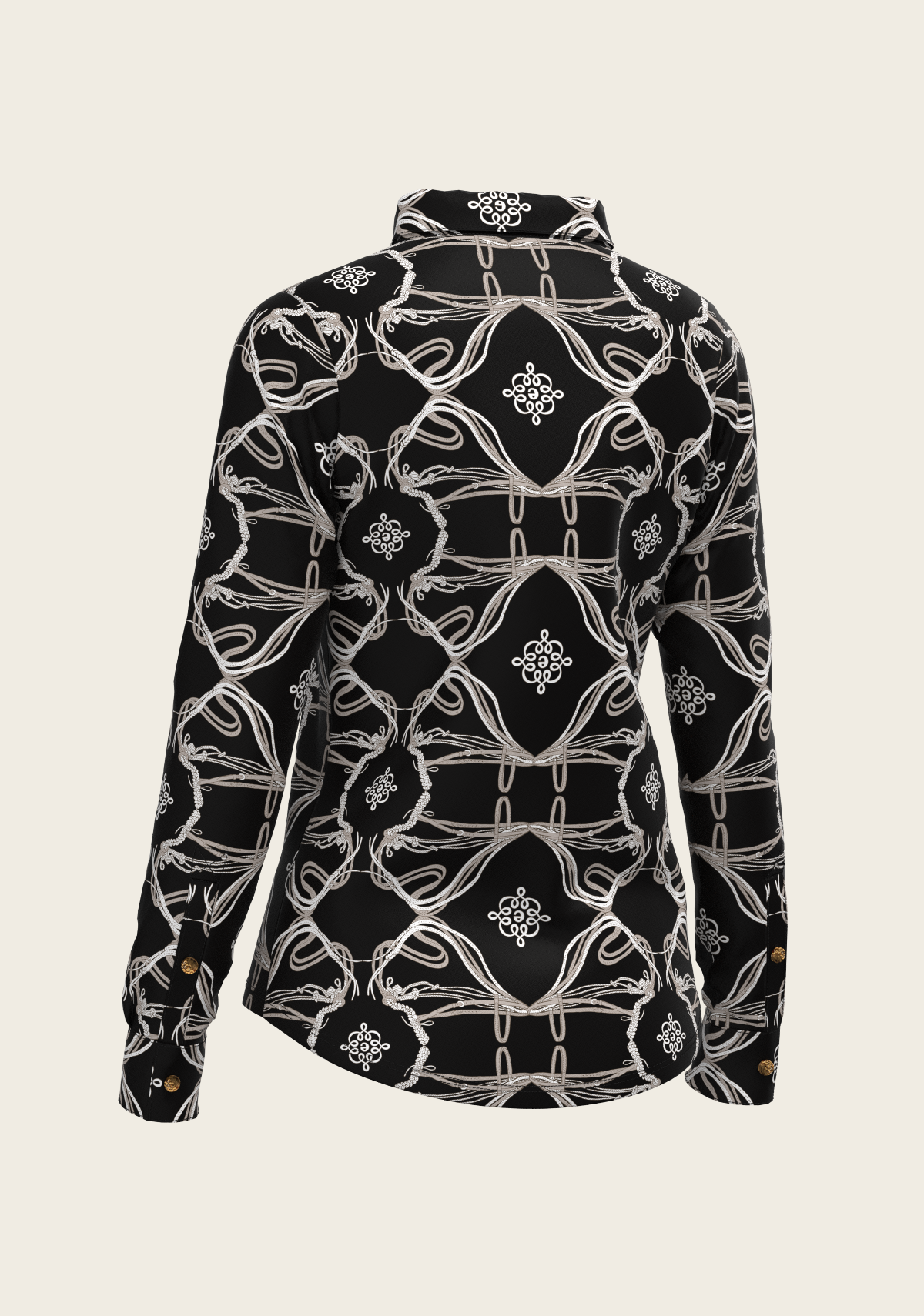 Espoir - Roped Bridles on Black Ladies Button Shirt