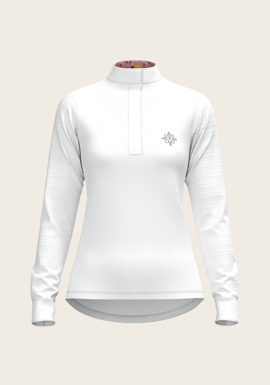 Espoir - White with Bouquet on Rose Inner Details Long Sleeve Show Shirt