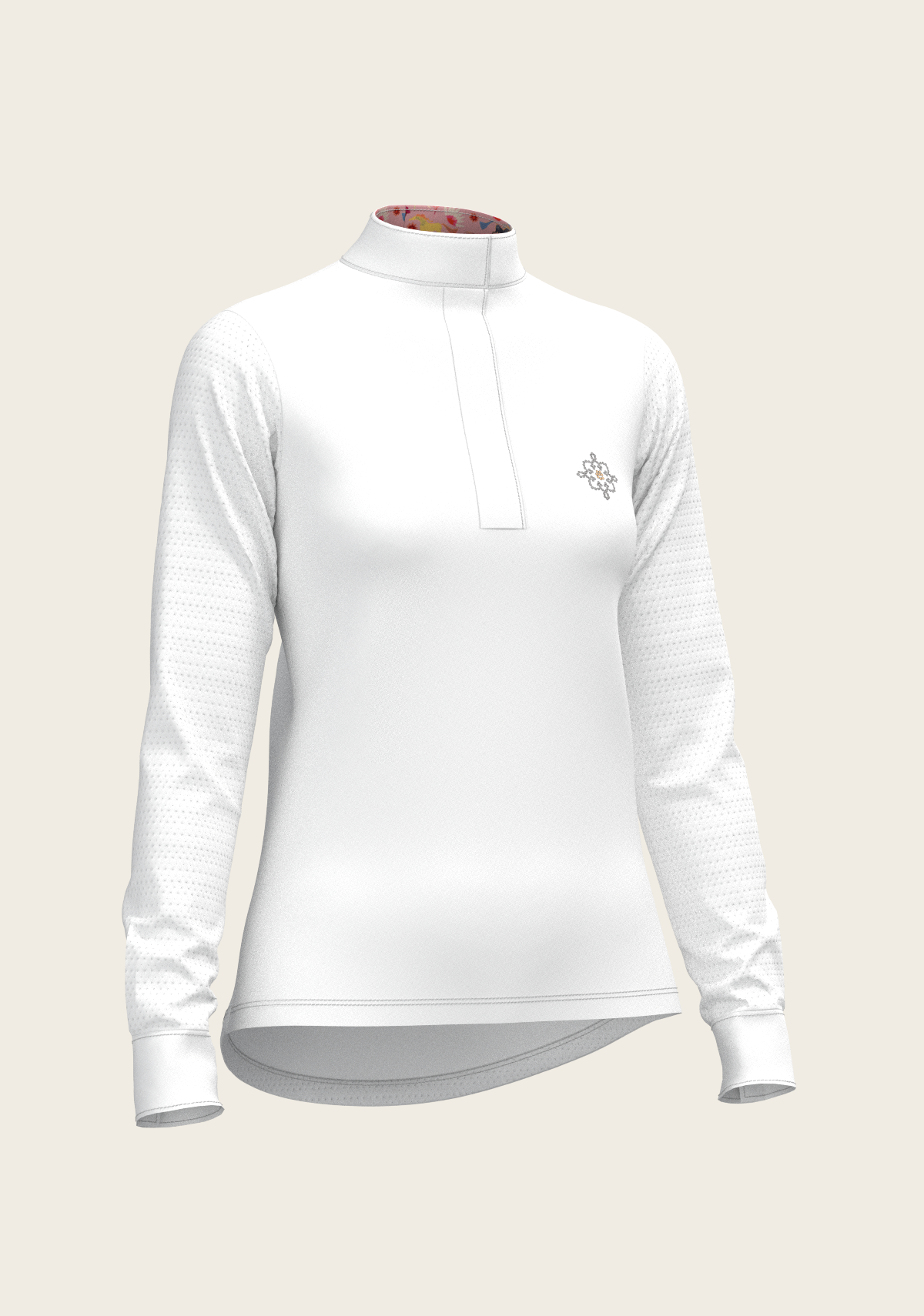 Espoir - White with Bouquet on Rose Inner Details Long Sleeve Show Shirt