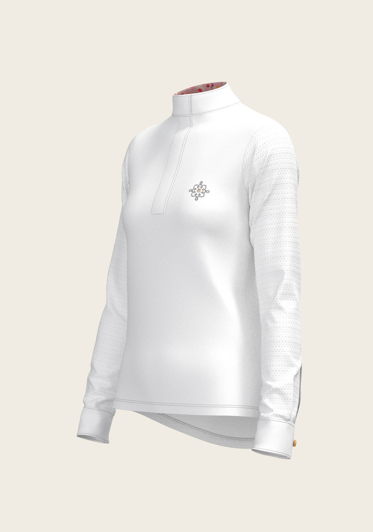Espoir - White with Bouquet on Rose Inner Details Long Sleeve Show Shirt