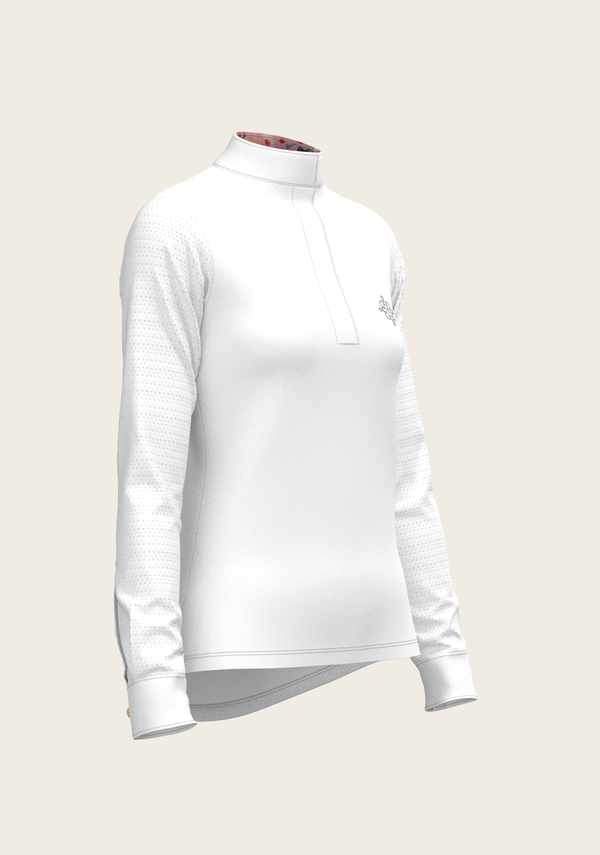 Espoir - White with Bouquet on Rose Inner Details Long Sleeve Show Shirt