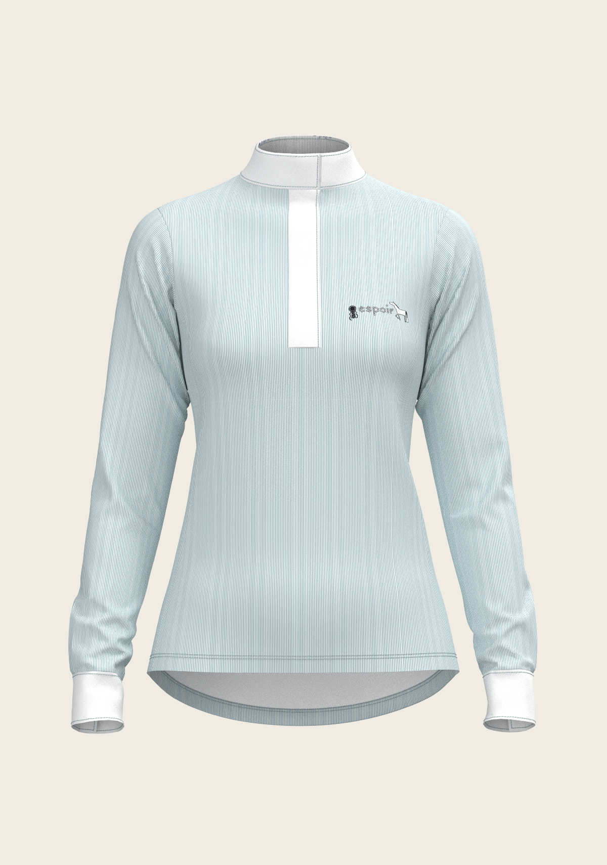 Espoir - Stripes in Skyblue Short Zip Long Sleeve Show Shirt