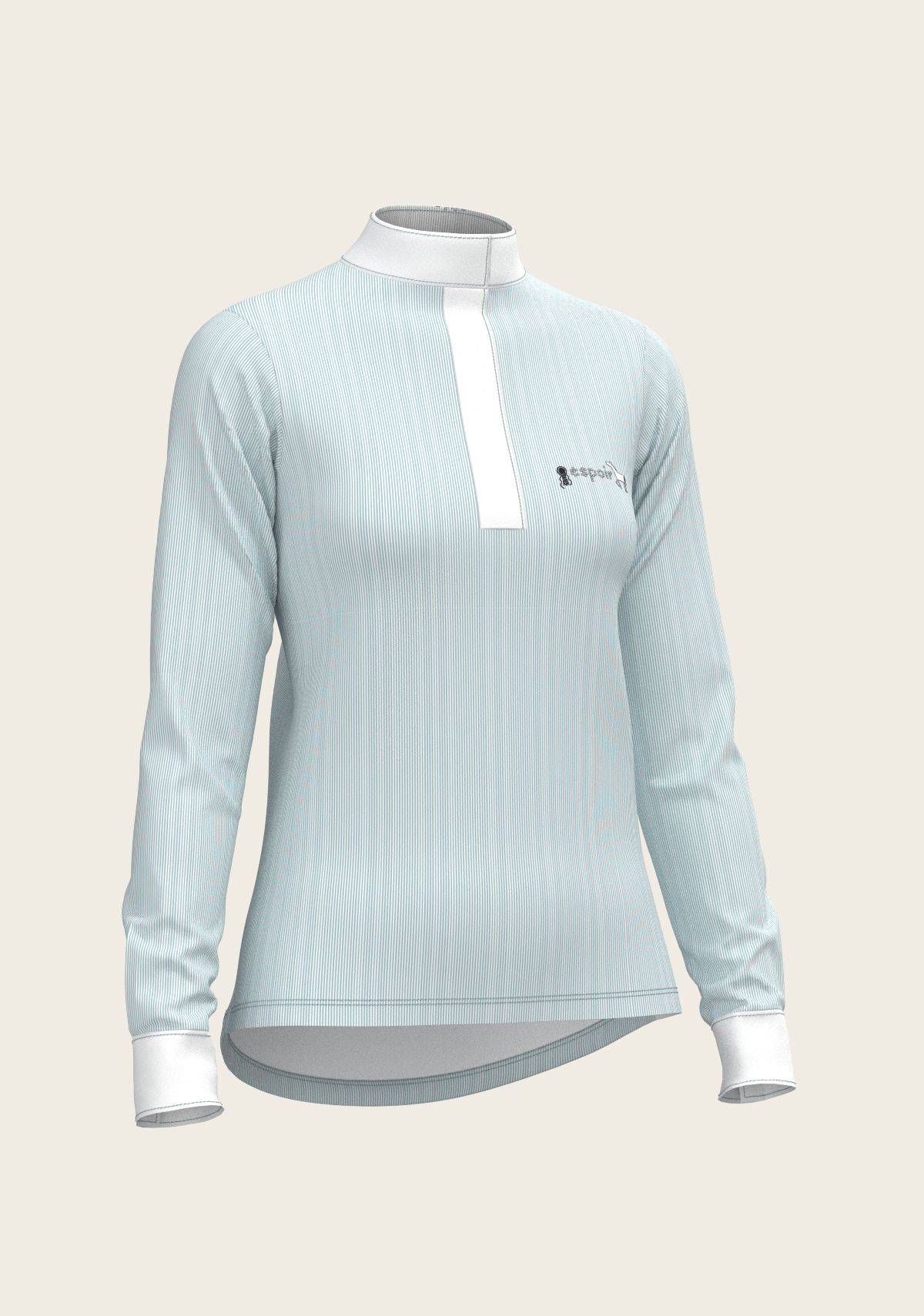 Espoir - Stripes in Skyblue Short Zip Long Sleeve Show Shirt