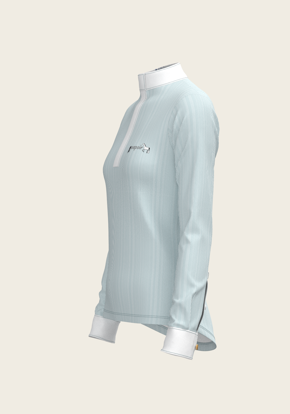 Espoir - Stripes in Skyblue Short Zip Long Sleeve Show Shirt