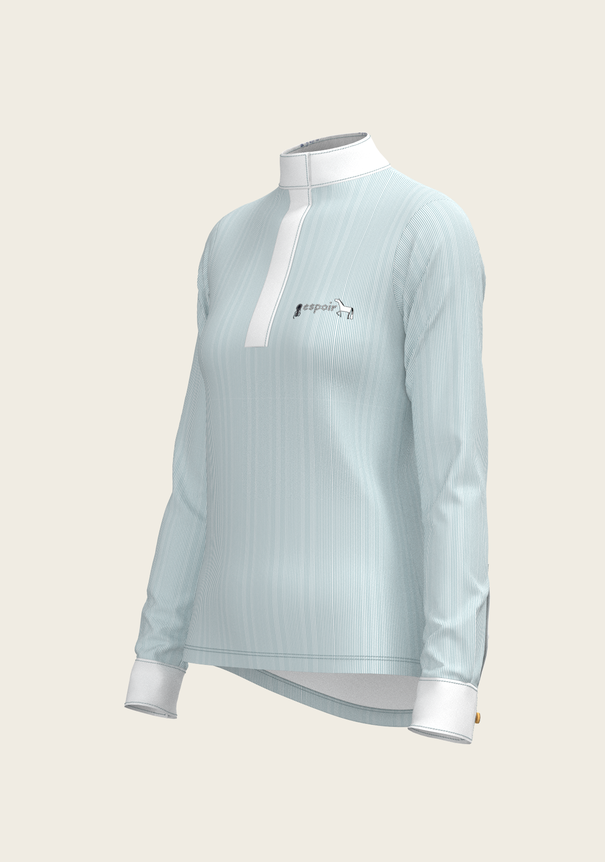 Espoir - Stripes in Skyblue Short Zip Long Sleeve Show Shirt