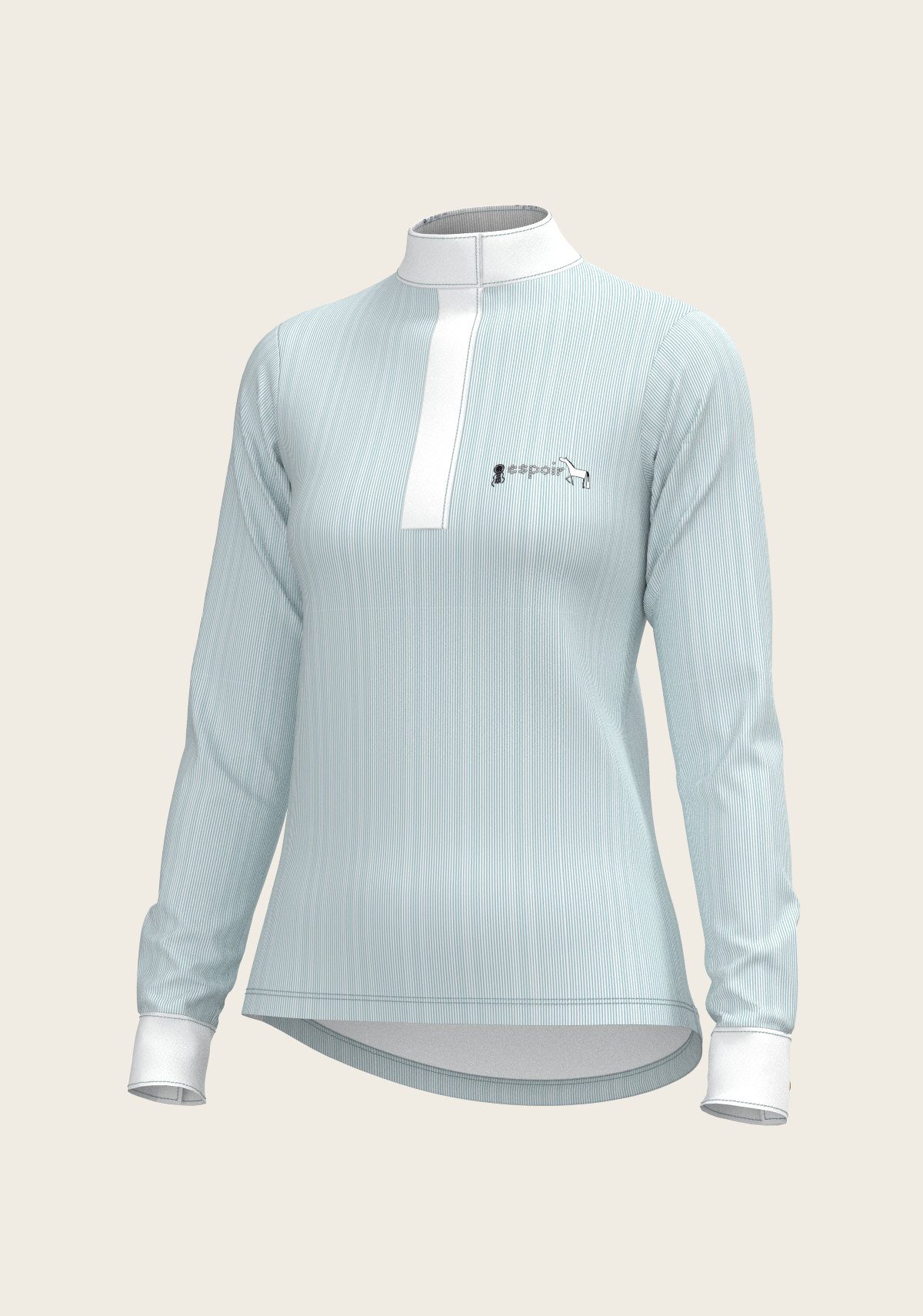 Espoir - Stripes in Skyblue Short Zip Long Sleeve Show Shirt
