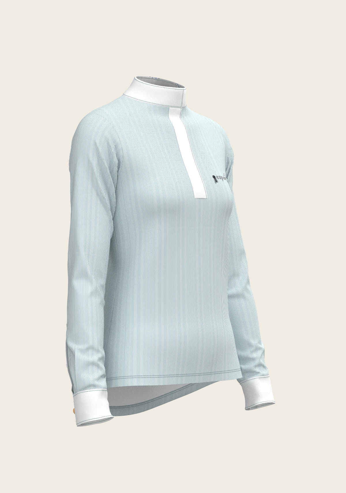 Espoir - Stripes in Skyblue Short Zip Long Sleeve Show Shirt