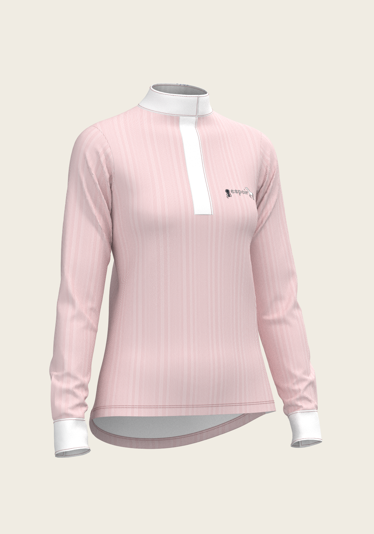 Espoir - Stripes in Rose Short Zip Long Sleeve Show Shirt