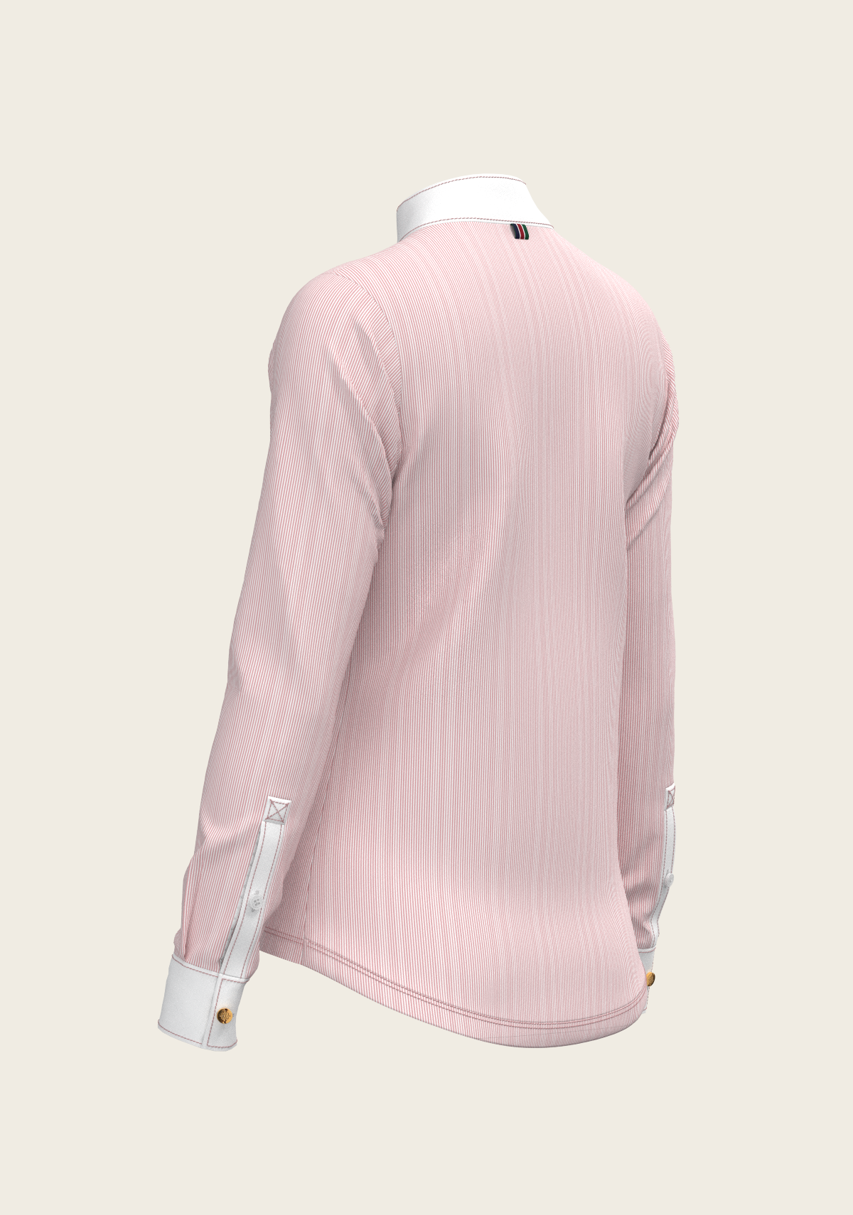  Espoir - Stripes in Rose Short Zip Long Sleeve Show Shirt