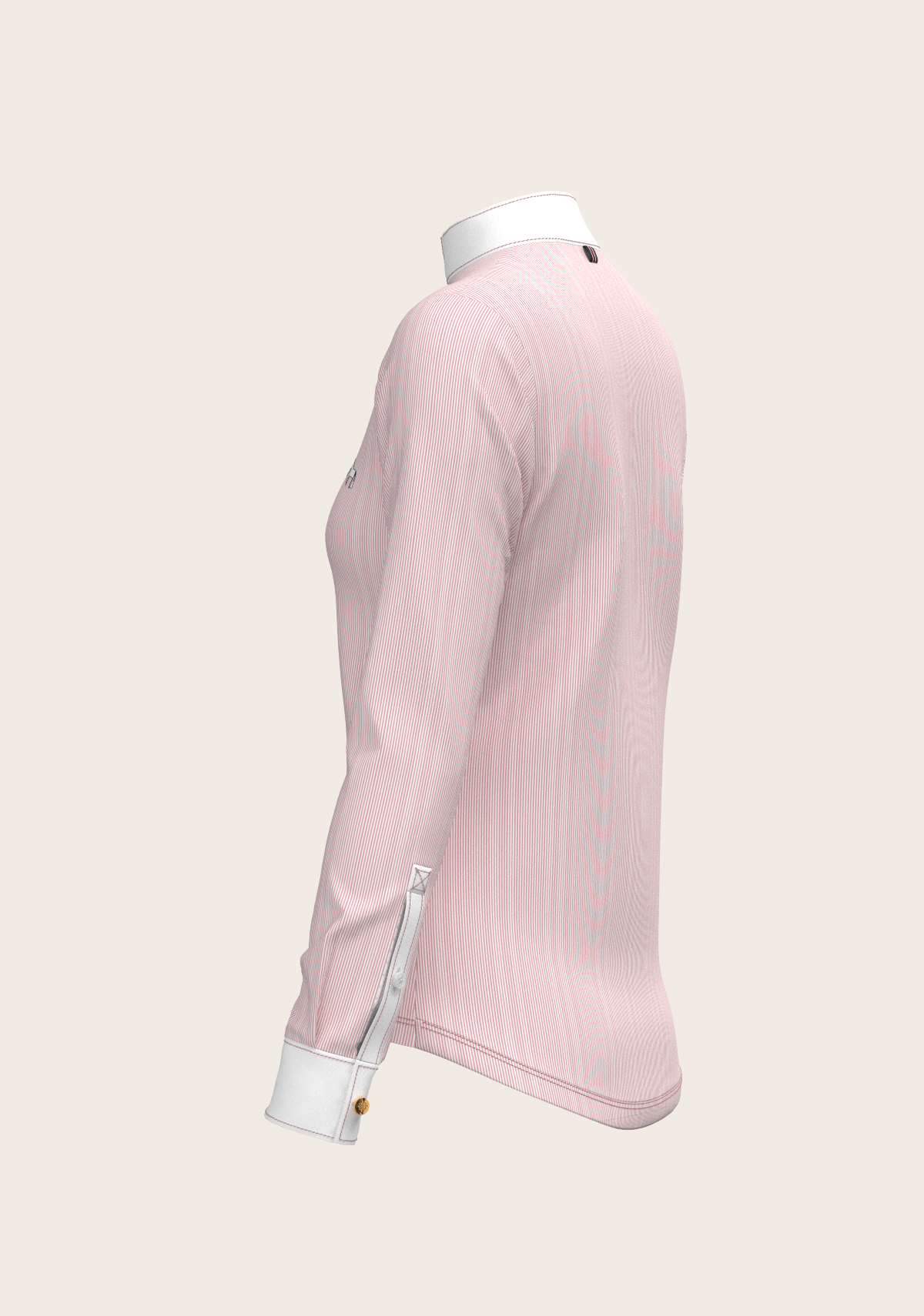  Espoir - Stripes in Rose Short Zip Long Sleeve Show Shirt