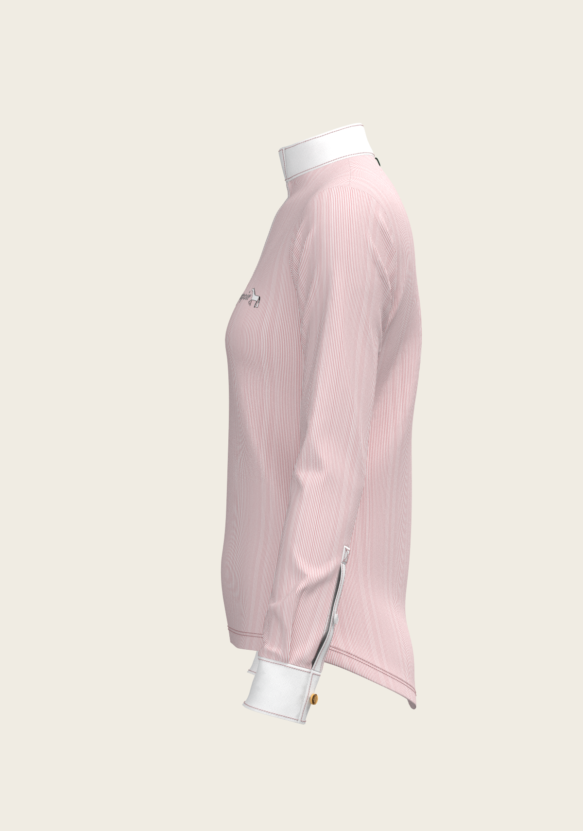  Espoir - Stripes in Rose Short Zip Long Sleeve Show Shirt