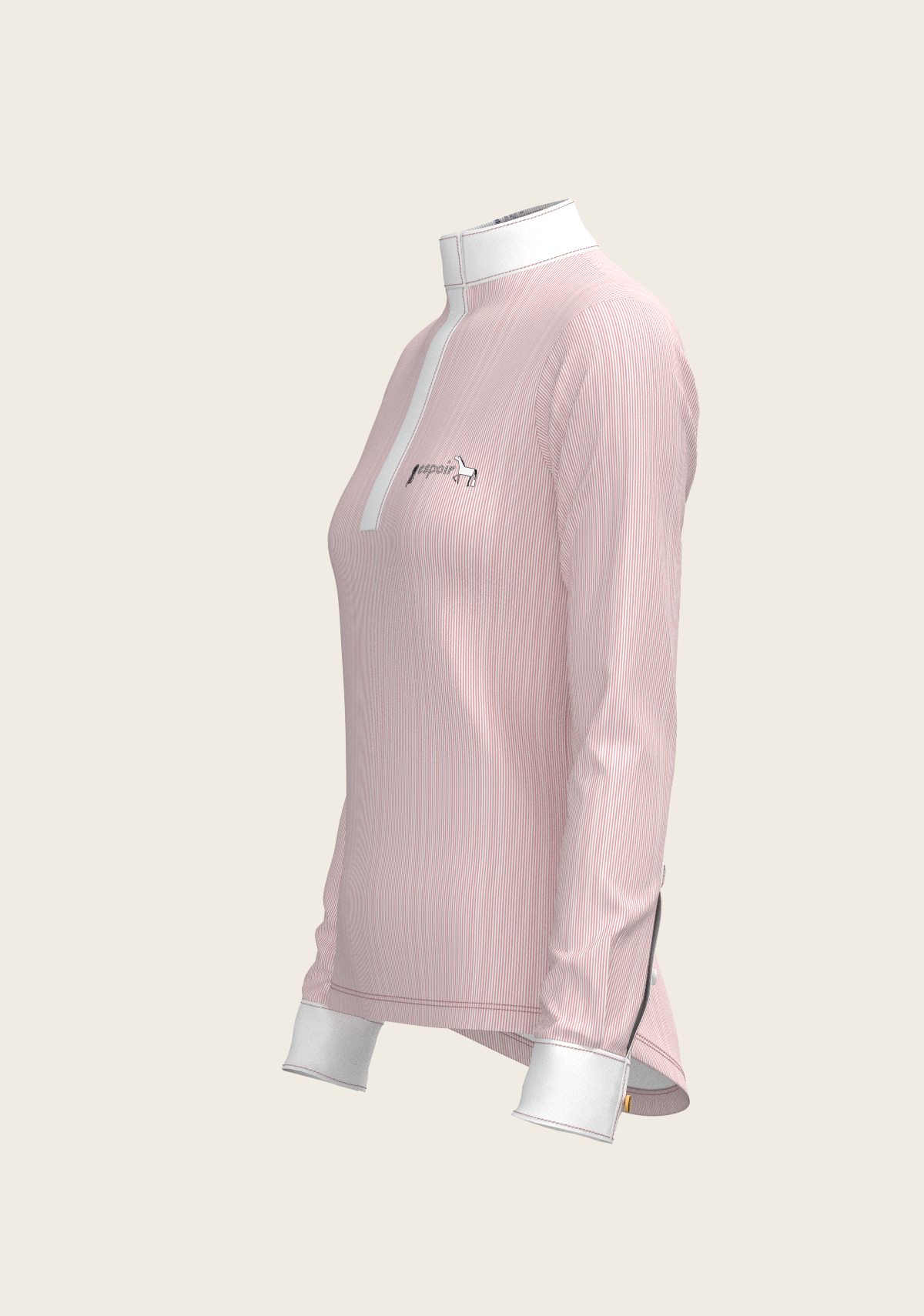  Espoir - Stripes in Rose Short Zip Long Sleeve Show Shirt
